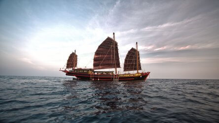 Sails Up On The Junk Liveaboard In Thailand