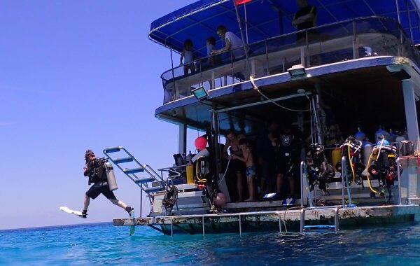 a giant stride from our comfortable dive deck