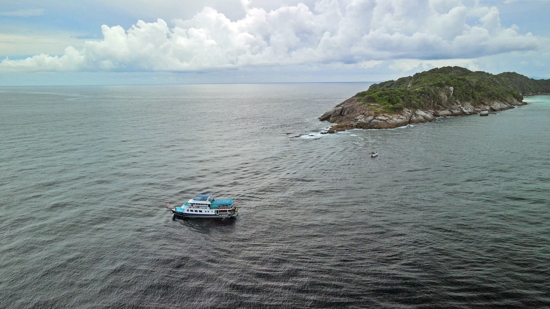our boat dropping divers at the south tip of racha noi